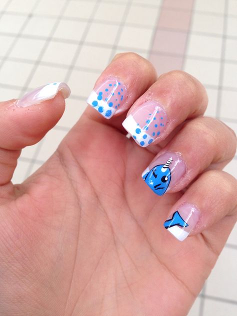 Narwhal Nails #blue #bubbles #narwhal #nails Narwhal Nails, Narwhal, Girls Nails, Nail Trends, Character Outfits, Diy Nails, Makeup Nails, Pretty Nails, Cute Nails