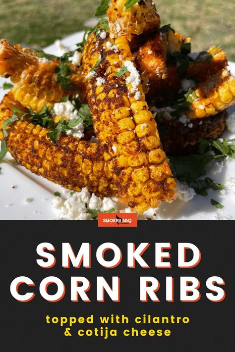 Smoked Corn Ribs Recipe, Smoked Corn Ribs, Corn Ribs Grill, Bbq Corn Ribs, Sweet And Tangy Coleslaw, Traeger Ideas, Bbq Truck, Smoked Corn, Tangy Coleslaw