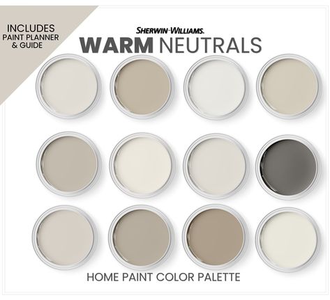 Timeless warm neutrals and beige paint colors from sherwin williams. This is a *digital download* pdf that contains 90 pages total of information to assist you with quick and easy color selections for your home. The 25 page Color Palette Guide - includes expert advice for paint placement on the main walls, accent walls, trim, cabinets, and ceilings of your home. Explains the undertones and LRV (light reflective value) of each color which is an important factor in determining how a color may look Sea Salt Coordinating Colors, Sea Salt Color, Sherwin Williams Sea Salt, Warm Neutral Paint Colors, Coastal Paint Colors, Coastal Paint, Sherwin Williams Color Palette, Beige Paint Colors, Behr Colors