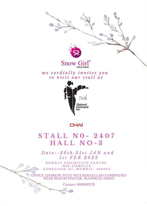 We Cordially Invites You To Visit Our Stall At CMAI Exhibition Frocks And Gowns, Girls Wear, No. 2, Quick Saves