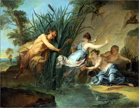 Pan and Syrinx, Noël Nicolas Coypel Greek Mythology Stories, Pan Flute, Legends And Myths, Ancient Mysteries, Greek Gods, Ancient Greece, Reason Why, Greek Mythology, Art Gallery