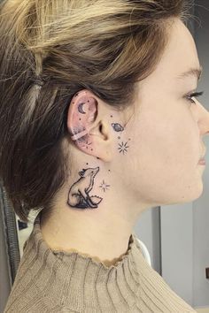 #BEAUTY, #RELATIONSHIPS #Fashion #Animals #Outfits #Winter Outfits #Animals Face Tattoo By Ear, Side Face Tattoo, Inner Ear Tattoo, Small Face Tattoos, Face Tattoos For Women, Behind Ear Tattoos, Neotraditional Tattoo, Girl Face Tattoo, Side Face