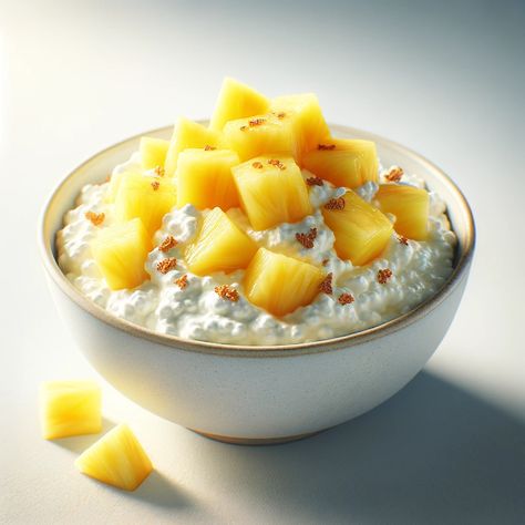 Cooking up Joy - Made with love: Cottage Cheese with Pineapple: A Tropical Creamy T... Pineapple And Cottage Cheese, Cottage Cheese And Pineapple, Cottage Cheese Pineapple, Pineapple Chunks, Ripe Pineapple, Canned Pineapple, Light Desserts, Crushed Pineapple, Toasted Coconut