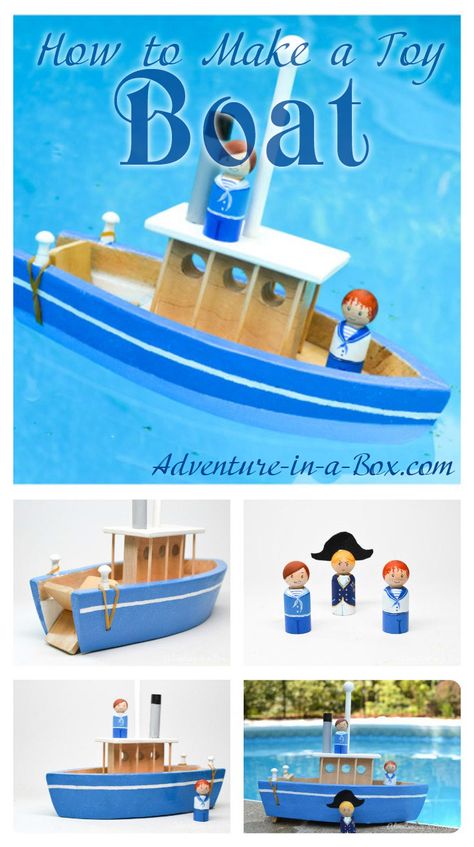 Make a toy boat – your kids will never want to go to the lake or bath without it! A fun DIY project for the summer fun. Wooden Toys Diy, Toy Boats, Make A Boat, Build Your Own Boat, Wooden Paddle, Toy Boat, Boat Building Plans, Paddle Boat, Things To Make