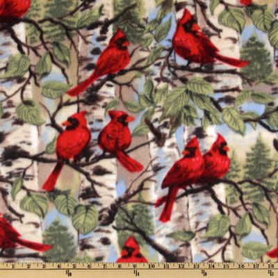 WinterFleece Red Bird Sage Green Leaves, Cardinal Print, No Sew Blankets, Soft Accessories, Red Cardinals, Ocean Fabric, Woodland Fabric, Tie Blankets, Sewing Fleece