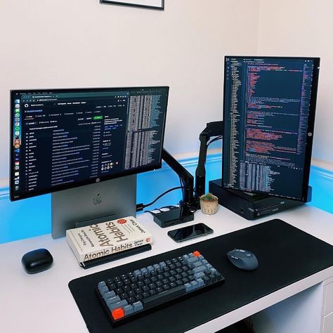 Programmers Desk, Modern Home Offices, Computer Desk Setup, Home Studio Setup, From Software, Custom Computer, Desktop Setup, Tim Ferriss, Bedroom Setup