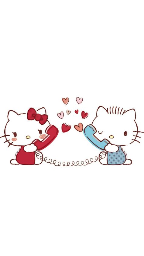 Hello Kitty Daniel Wallpaper, Hello Kitty Love Wallpaper, Hello Kitty And Dear Daniel Wallpapers, Hello Kitty Valentines Day Wallpaper, Hello Kitty And Dear Daniel, Kitty Couple, Dear Daniel, Kitty Kisses, Pink Wallpaper Hello Kitty