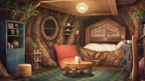 Treehouse Living, Witch Hut, Room Concept, House Cartoon, Episode Backgrounds, Fairy Home, Concept Art Tutorial, Cartoon House, Fairy Art Dolls