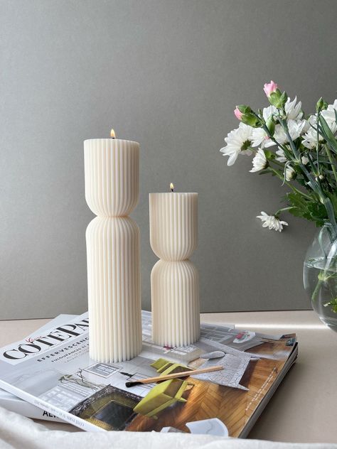 Centerpieces Wedding Candles, Classy Candles, Candle Minimal, Table Centerpieces Wedding Candles, Minimal Candles, Table Centerpieces Wedding, Column Candle, Pillar Candle Decor, Decorative Pillars