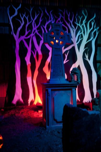 Swamp Background, Fairytale Halloween, Sleepy Hollow Halloween, Haunted Library, Halloween Lighting, Themed Halloween Party, Pto Ideas, Tree Cut, Park Ideas