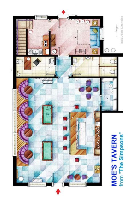 Cartoon Houses, Sims 4 Challenges, Minecraft House Plans, Cartoon House, Pool Tables, Apartment Floor Plans, Sims House Plans, Floor Plan Layout, Tv Land