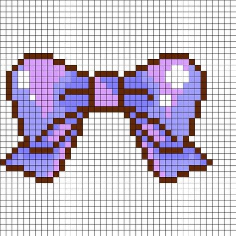 Cross Stitch Bow Pattern, Bow Perler Bead Patterns, Bow Pixel Grid, Cute Perler Bead Patterns Kawaii, Bow Pixel Art, Bow Perler Beads, Peeler Bead Pattern, Kawaii Perler Bead Patterns, Pixel Bow