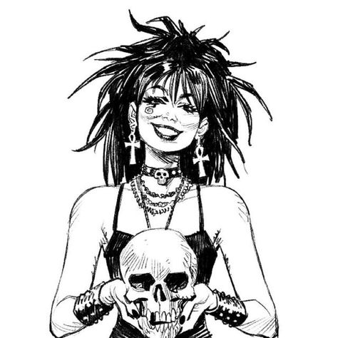 Goth Drawings Sketch, Goth Art Drawing, Goth Drawings, Cameron Stewart, Chicas Punk Rock, Sandman Comic, Draw Reference, Oc Drawing, Arte Punk