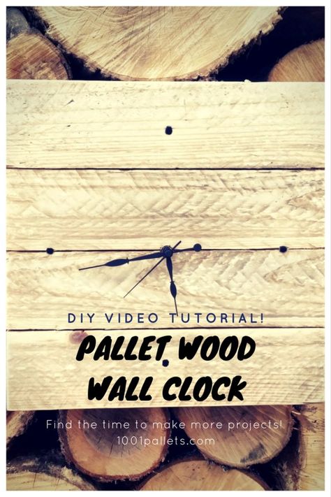 Time is fleeting, which is why a fast Pallet Wood Wall Clock is a terrific project to do. This charming idea is another kid-friendly project to build. Follow these simple steps to create this Pallet Wood Wall Clock from reclaimed pallet wood: Cut four pieces of pallet wood to 14″ in... #PalletClock Pallet Organization Ideas, Time Is Fleeting, Pallet Projects Decor, Pallet Projects Bedroom, Pallet Projects Signs, Pallet Projects Wall, Pallet Clock, Pallet Wood Wall, Pallet Projects Easy