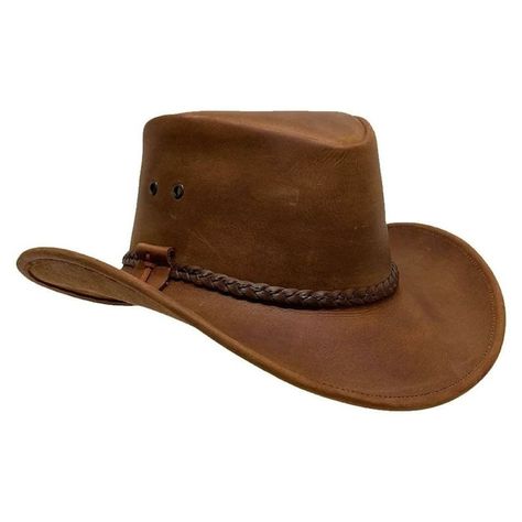 Main Product Features: Material: Made with High-Quality Split leather Leather Conchos for a vintage look Australian western-style hat Grommets in the crown for ventilation Lightweight and comfortable Colour: Distressed light brown (Rare colour) Free chinstrap included (Removable) The Burning Test: On one hand, where the real leather will get slightly charred and smell like burning hair, the leather is highly inflammable and will smell like burning plastic. This is the best way to assure the genu Burning Hair, Bush Hat, Burnt Hair, Cowboy Style, Cow Boy, Crazy Horse, Look Vintage, Color Free, Western Cowboy