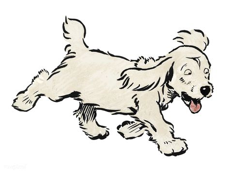 Cecil Aldin, Running Drawing, Running Illustration, Dog Animation, White Puppy, Greeting Card Art, Free Illustration Images, White Puppies, Dog Vector