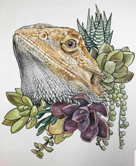 Bearded Dragon Terrarium Ideas, Bearded Dragon Tattoo, Reptile Art, Bearded Dragon Diy, Dragon Tattoo Drawing, Beard Drawing, Bearded Dragon Habitat, Digital Visual, Lizard Tattoo