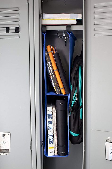 8 Locker Organization Ideas for Back to School Locker Organization Ideas, School Locker Organization, Middle School Lockers, School Locker Decorations, Locker Shelf, Ideas For Back To School, Locker Shelves, Pretty Office Supplies, Diy Locker