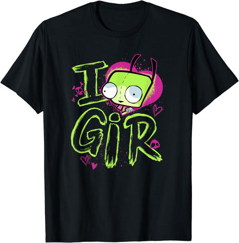 Must Buy! Scene kid Valentines T shirt Invader Zim Hearts I love Gir emo scene black tshirt valentines day gift valentine clothes edgy alternative gifts love hearts 2000s y2k emo scene kid nostalgia Scenecore Clothes, Scene Shirts, Silly Shirt, Japanese Tshirt, Scene Outfits, Scene Fashion, Scene Kids, Invader Zim, Valentine T Shirts