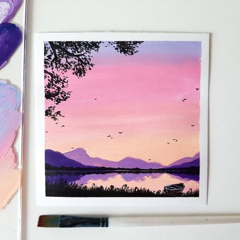 Small Abstract Painting, Modern Art Canvas Painting, Pastel Sunset, Cat Air, Leaf Drawing, Seni Cat Air, Canvas Painting Designs, Painting Art Lesson, Small Canvas Art