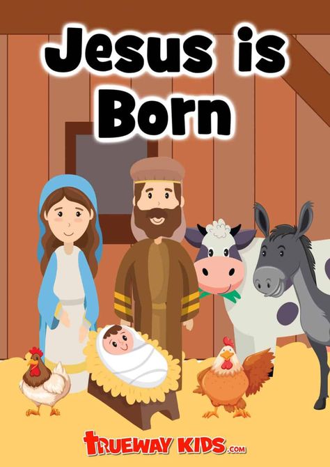 Jesus is Born. Free printable Bible lesson for under 5s to use at home or at church. Based on Luke 2, children will learn about Christmas. Toddler Bible Crafts, Toddler Bible Lessons, Jesus Is Born, Christmas Stories For Kids, Trueway Kids, Jesus Was Born, Toddler Bible, Preschool Bible Lessons, Toddler Lessons