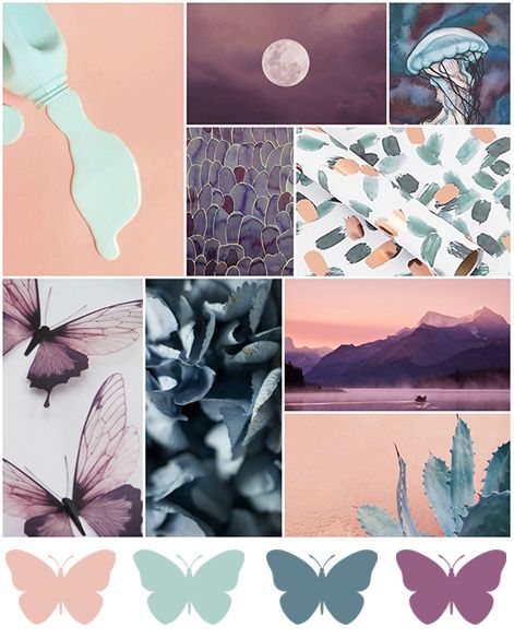 January Mood Board, Lime Images, January Mood, Butterfly Tree, Mood Board Template, Robin's Egg Blue, Hand Painted Fabric, Color Meanings, Butterfly Theme