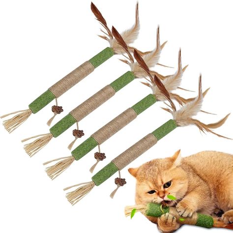 PRICES MAY VARY. 100% Natural & Additive Free Cat Treat: Our cat catnip toys are made from 5 natural ingredients, including catnip, raffia, sisal rope, gall fruit (fruit of silvervine) and feather. They are all safe for cats to chew and bite. 4 Sizes to Choose From: We provide you with 4 different sizes of cat catnip stick toys: 0.63 inches, 0.87 inches, 1.18 inches, 1.57 inches. You can choose the appropriate size of cat catnip stick toys for your cat based on their body size and age. Make Your Kitten Treats, Toys For Cats, Fruit Fruit, Indoor Cats, Sisal Rope, Natural Sisal, Cat Help, Catnip Toys, Free Cats