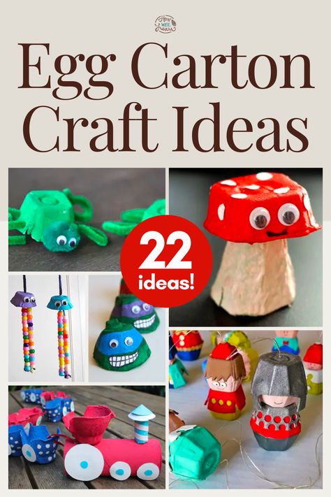 Easy crafts for kids! These ones are all made from egg cartons and are perfect for kids of all ages. There are some egg carton craft ideas that are super simple and ideal for toddlers and preschoolers, and there are more advanced ones as well for big kids and even adults! What To Make With Egg Cartons, Egg Carton Animals Crafts, Egg Carton Crafts For Preschoolers, Egg Cartons Craft, Craft With Egg Carton, Egg Carton Activities, Crafts With Egg Cartons, Daycare Gift Ideas, Egg Carton Crafts For Kids