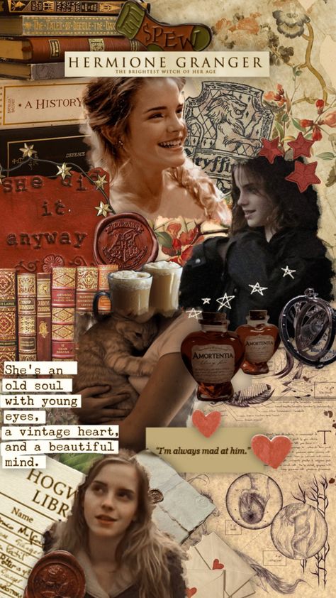 brightest witch of her age📜 #harrypotter #hermionegranger #books #hermione #vintage #hermionejeangranger Brightest Witch Of Her Age, Old Soul, Vintage Heart, Hermione Granger, Hermione, Create Collage, Creative Play, Harry Potter, Witch