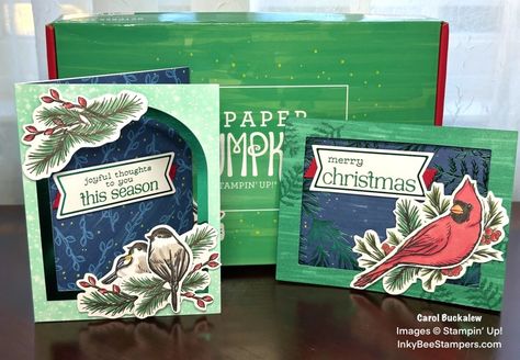 Stampin’ Up! October Paper Pumpkin Kit – Nests of Christmas – Inky Bee Stampers Winter Paper, Paper Pumpkin Stampin Up, Tri Fold Cards, Paper Pocket, Card Kits, Paper Pumpkin, Tri Fold, Stamping Up, Folded Cards