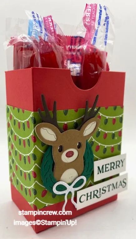 Reindeer Fun Treat Box with Pocket Thoughts Dies Andes Mint Treat Boxes, Stampin Up Candy Holders, Stampin Up Hershey Nugget Treat Holder, Stampin Up Fall Treat Holders, Stampin Up Boxes Treat Holder, Stampin Up Christmas Treat Boxes, Stampin Up Projects Craft Fairs, Stampin Up Treat Boxes, Stampin Up Craft Fair Ideas To Sell