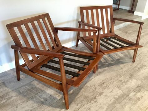 Pair of Danish Style Lounge Chair Frames Danish Modern Chairs, Danish Lounge Chair, Wooden Sofa Designs, Mid Century Lounge Chairs, Dream Furniture, Danish Style, Style Lounge, Wooden Sofa, Modern Lounge