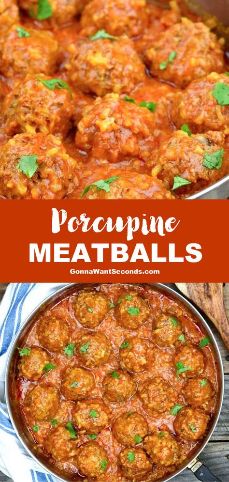 Meatballs With Rice And Tomato Sauce, Hamburger Rice Balls Porcupine Meatballs, Tomato Soup Meatballs, Porcupine Meatball Recipe With Tomato Soup, Porcupine Meatballs Easy Tomato Soup, Crockpot Porcupine Meatballs, Porkiepine Meatballs, Porquipine Meatball With Rice, Porcupine Meatball Recipes