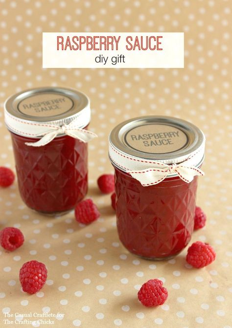 Raspberry Sauce DIY Gift Raspberry Sauce Recipe, Raspberry Sauce, Diy Jar Crafts, Mason Jar Gifts, Sweet Sauce, Jams & Jellies, Jar Crafts, Canning Recipes, Food Gifts