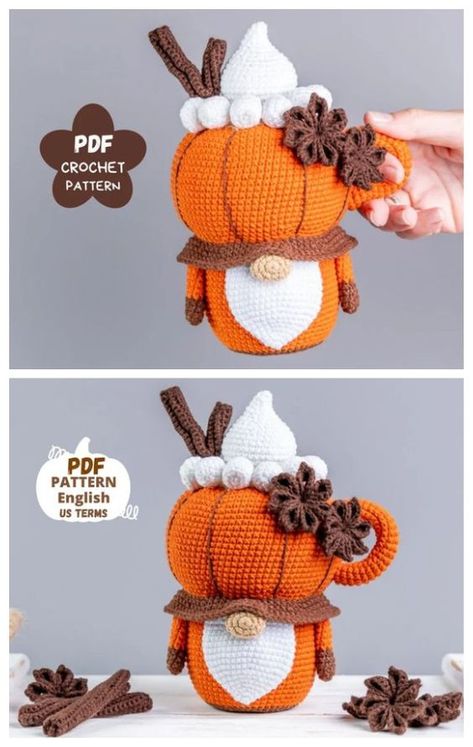 Pumpkin Gnome Free Crochet Pattern, Halloween Gonk Crochet Free, Fall Crochet Gnome, Free Fall Amigurumi Patterns, Free Crochet Patterns For Thanksgiving, Pumpkin Gnome Crochet Pattern, Crochet Pumpkin Gnome, Crochet Fall Gnomes Free Pattern, Halloween Gnomes Crochet