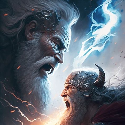 Legendary Battle of Thor vs Zeus Zeus Vs Thor, Ken Kelly, Greek Tattoos, Tattoos Ideas, Big Men, Tapestry Throw, Long Hoodie, Wood Print, Shiva