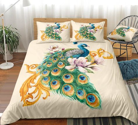 Cheap Bedding Sets, Buy Directly from China Suppliers:3PCS Peacock Bedding Set Blooming Flowers Duvet Cover Set Watercolor Home Textiles Pink Bed Set King Bird Quilt Cover Dropship Enjoy ✓Free Shipping Worldwide! ✓Limited Time Sale ✓Easy Return. Peacock Bedding, Watercolor Peacock, Cotton Bed Sheets, Beautiful Peacock, Flowers Watercolor, Peacocks, Blooming Flowers, Bedding Sets, Bedding Set