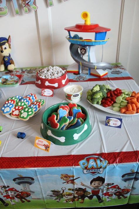 Paw Patrol Birthday Party Food Ideas Pup Party, Paw Patrol Party Ideas, Paw Patrol Party Decorations, Paw Patrol Birthday Theme, Kids Birthday Party Food, Paw Party, Friend Party, Paw Patrol Birthday Cake, 4th Birthday Party