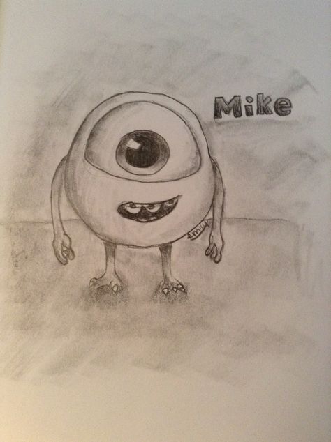 Mike Wizowski from Monster's University Mike And Sully Drawing, How To Draw Mike Wazowski, Mike Wazowski Sketch, Monster University Drawing, University Drawing, Art Monsters University, Monster University Concept Art, Monster's University, Drawing Designs