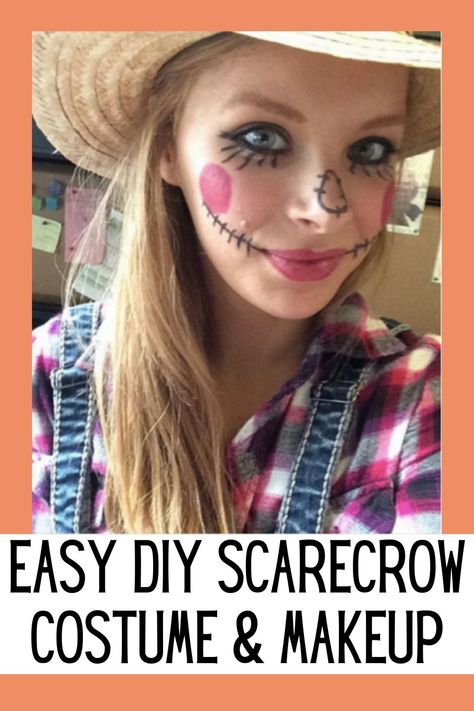 Diy Scarecrow Makeup, Easy Diy Scarecrow, Easy Scarecrow Makeup, Mary Poppins Kostüm, Scarecrow Costume Women, Minnie Mouse Kostüm, Scarecrow Costumes, Childhood Halloween, Diy Scarecrow Costume