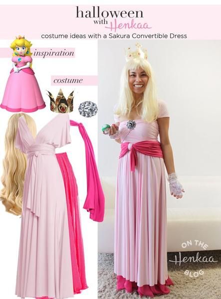 Princess Peach Diy, Diy Princess Peach Costume, Princess Peach Costume Diy, Princess Peach Costume, Creative Halloween Costumes Diy, Peach Cosplay, Convertible Wedding Dresses, Peach Costume, Nintendo Princess