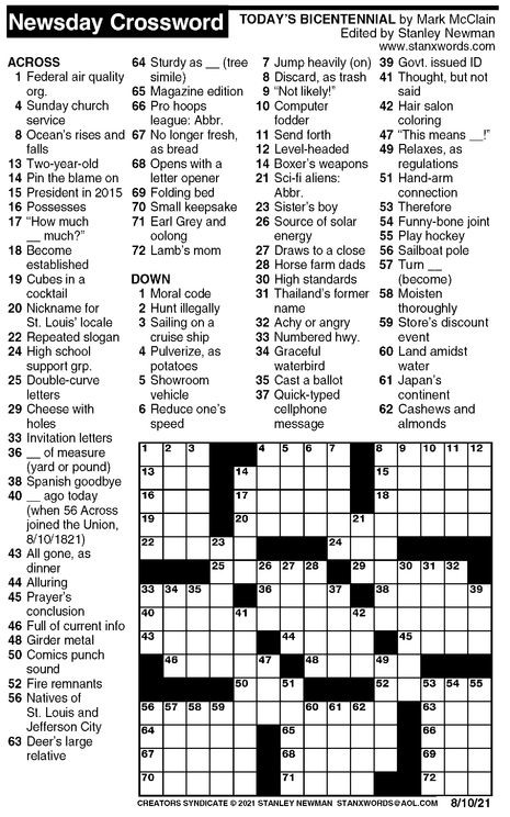 Free daily crossword puzzles from newsday Printable Crossword Puzzles For Adults, Wedding Crossword Puzzle, Free Printable Crossword Puzzles, Fill In Puzzles, Printable Crossword Puzzles, Mind Puzzles, Difficult Puzzles, Critical Thinking Activities, Minecraft Coloring Pages