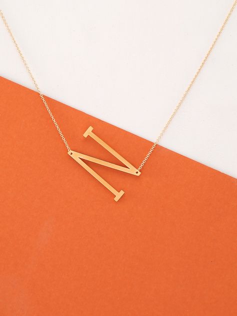 Dainty Gold Chain, Initial Necklaces, Letter N, Large Letters, Pendant Design, Gold Jewelry Fashion, Initial Necklace, Gold Pendant, Gold Chain