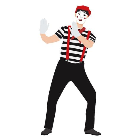 Mime performing pantomime street theater... | Premium Vector #Freepik #vector #pantomime #cartoon-man #cartoon #man-drawing Crochet Movie, Man Drawing, Man Cartoon, Theater Performance, Pantomime, Cartoon Man, Mens Costumes, Vector Photo, Movie Night