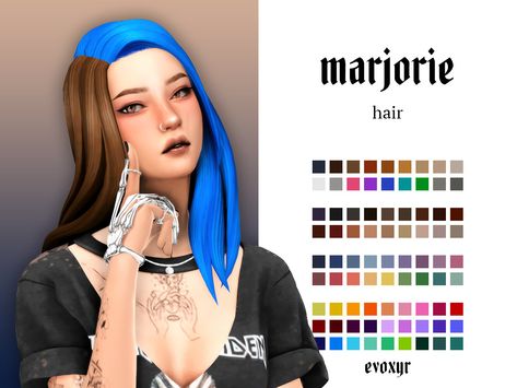 Hair Ts4, Split Dye Hair, Sims 4 Cc Hair, Split Dye, Cc Hair, Split Dyed Hair, Pelo Sims, Sims 4 Mm Cc, Punk Pins