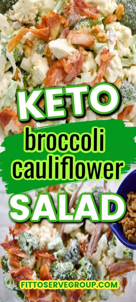 Brocolli Cauliflower Salad, Brocoli And Cauliflower Salad, Cauliflower And Broccoli Cheese, Amish Broccoli Salad, Low Carb Broccoli Salad, Cheese Salad Recipes, Broccoli Cauliflower Salad, Bacon Cauliflower, More Nutrition