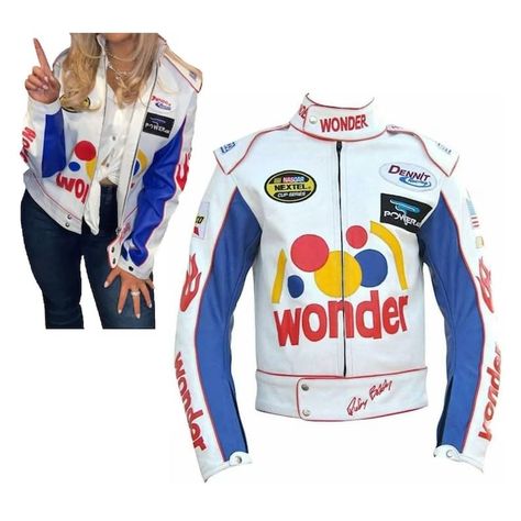 PRICES MAY VARY. FAUX LEATHER Made in the USA or Imported Zipper closure 𝐈𝐍𝐒𝐏𝐈𝐑𝐀𝐓𝐈𝐎𝐍: This Rickey Bobby Jacket is worn by Will Ferrell as Ricky Bobby. Everyone knows about this Hollywood famous comedy movie, Talladega Nights: The Ballad of Ricky Bobby. If anyone knows Ricky Bobby, it’s probably because of Talladega Nights costume or wonder bread costume or Ricky Bobby Costume. 𝐌𝐀𝐍𝐔𝐅𝐔𝐂𝐓𝐔𝐑𝐈𝐍𝐆 𝐏𝐑𝐎𝐂𝐄𝐒𝐒: To complete your elegant look, invest wisely in this sophisticated Ricky Bobby Costume, Bobby White, Wonder Bread, Talladega Nights, Ricky Bobby, Knight Costume, White Leather Jacket, Ad Fashion, Will Ferrell