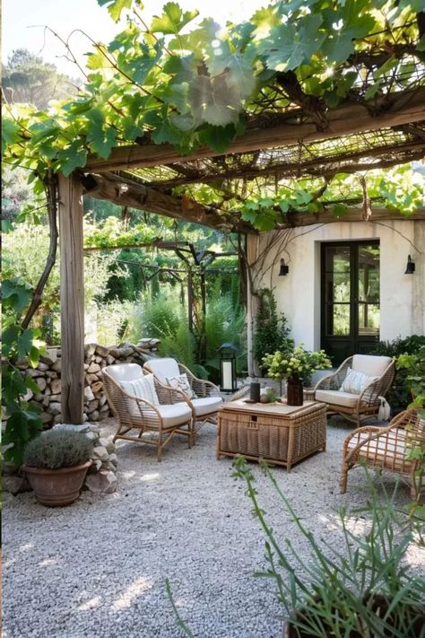 Transform your garden into a Mediterranean paradise with our step-by-step guide. Learn how to select the right plants and design elements for a sun-kissed, tranquil outdoor space. #MediterraneanGarden #GardenDesign #OutdoorLiving Covered Terrace Design, Mediterranean Covered Patio, Backyard Rain Cover, Rain Proof Pergola, Small Patio Pergola, Covered Entryway Exterior, Courtyard Pergola, Awning Ideas Patio, Covered Outdoor Patio Ideas