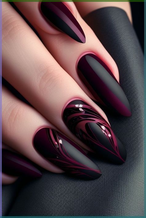 Dark Love Nails, Nail Embellishments, Candy Cane Nails, Art Deco Nails, Gothic Nails, Goth Nails, Edgy Nails, Her Nails, Black Nail Designs