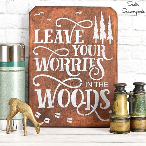 Upcycling Ideas and DIY / Repurposing Projects by Sadie Seasongoods Farmhouse Thrift Store Makeovers, Floating Ghosts, Habitat Restore, Diy Cabin, Thrift Store Decor, Cabin Signs, Upcycle Decor, Lodge Decor, Chic Farmhouse